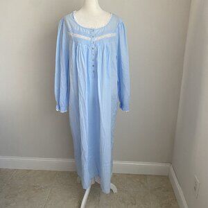 Queen Anne’s Lace Eileen West Couture Womens 1X Blue 100% Cotton Nightgown